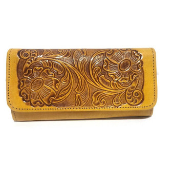 Embossed Leather Wallet: Rodeo Retro Floral Design