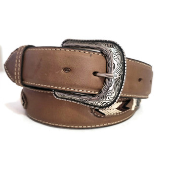 Handmade Brown Leather Western Belt: Mens Rodeo Cowboy Belt
