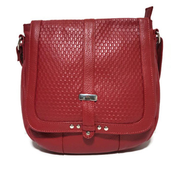 Handmade Leather Crossbody Bag: Red Messenger Bag with Adjustable Strap