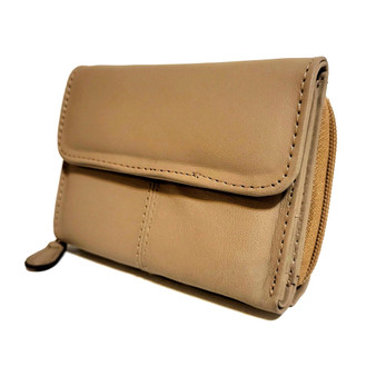 Minimalist Leather Wallet with Zipper: Cowhide Card Holder