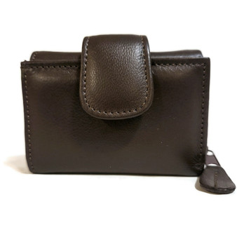 Cowhide wallet for women, small, with zipper