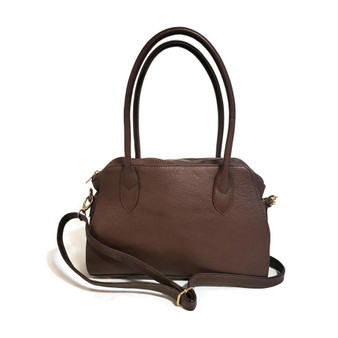 Handmade Brown Leather Shoulder Bag: Minimalist Women's Handbag