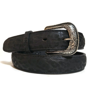 Handmade Black Leather Kids Belt: Adjustable Children's Belt