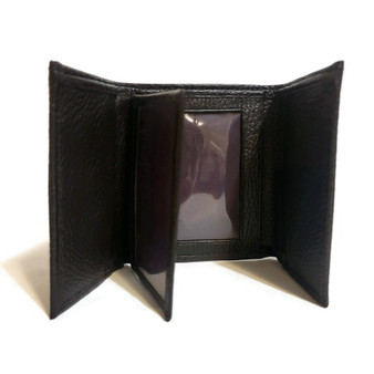Handmade Brown Leather Trifold Wallet: Slim Minimalist Card Holder
