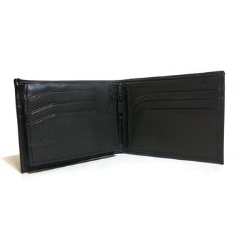 Handmade Black Leather Bifold Wallet: Slim Minimalist Design