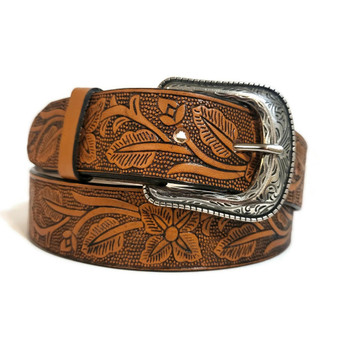 Handmade Brown Leather Belt: Women's Western Rodeo Cowgirl Style
