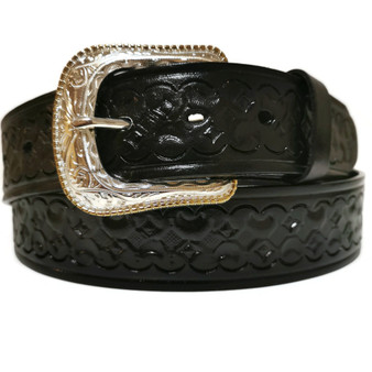 Handmade Tooled Leather Belt: Western Rodeo Style with Removable Buckle