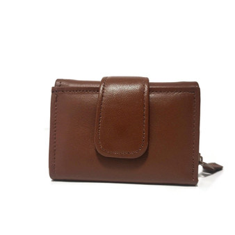 Handmade Cowhide Leather Wallet: Compact Women's Wallet with Mirror