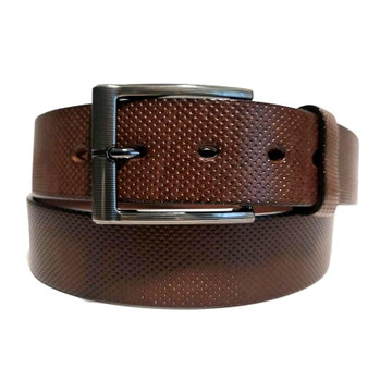 Handmade Full Grain Brown Leather Belt: Engraved Metal Buckle, 1.5" Wide