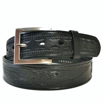 Handmade Leather Cowboy Belt: Men's Western Belt with Eagle Buckle