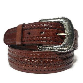 Handmade Braided Leather Belt: Genuine Cowhide, Metal Buckle
