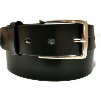 Black leather belt , handmade