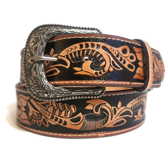 Handmade Western Leather Belt: Embossed Cowhide Cowgirl Accessory