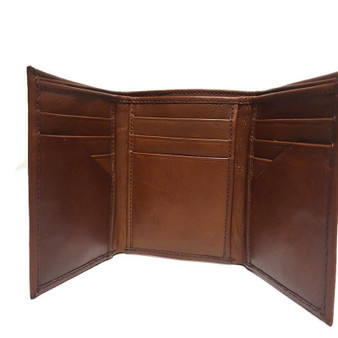 Handmade Brown Cowhide Leather Trifold Wallet: Slim Minimalist Design