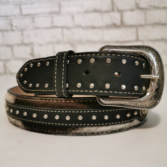 Handmade Western Leather Belt: Removable Buckle, Hair on Hide