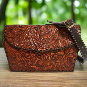 Hand Tooled Leather Bag: Small Bohemian Cowgirl Shoulder Bag