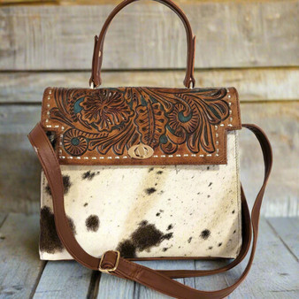 Hand Tooled Leather Shoulder Bag: Rodeo Cowgirl Western Purse