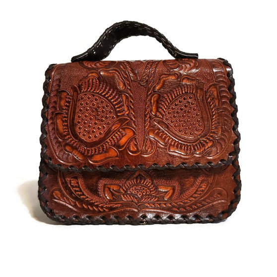 Brown  leather bag for women, handmade, genuine leather small bag, hand tooled leather, brown bag, shoulder bag