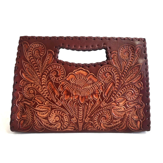 Hand Tooled Leather Handbag: Western Cowgirl Shoulder Bag