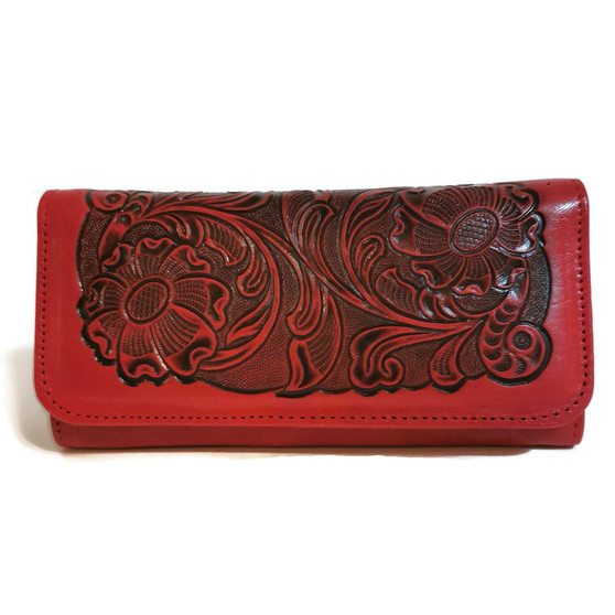 Handmade Embossed Leather Wallet: Rodeo Retro Bohemian Style