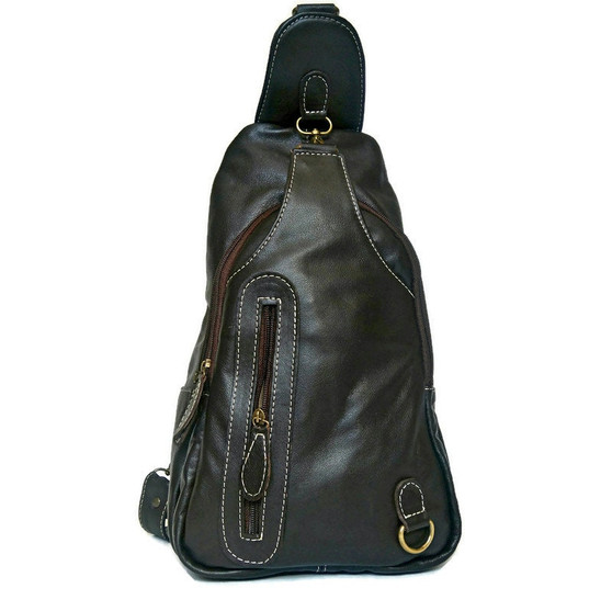 Handmade Leather Backpack: Brown Cowhide Travel Bag