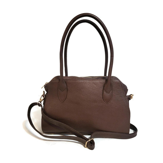 Handmade Brown Leather Shoulder Bag: Minimalist Women's Handbag