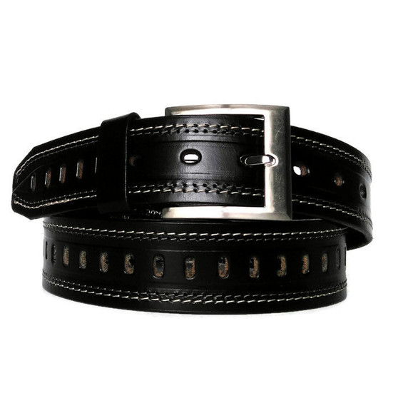 Handmade Black Leather Belt for Men: Full Grain Casual Jeans Belt