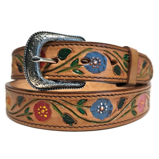 Embossed Leather Belt: Handmade Cowgirl Rodeo Style