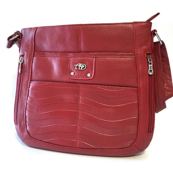 Handmade Red Leather Crossbody Bag: Women's Travel Messenger Bag