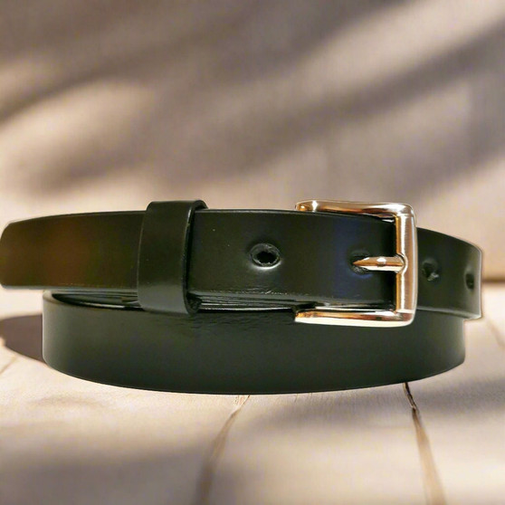 Handmade Black Leather Belt: Full Grain Removable Buckle