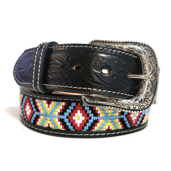 Handmade Embossed Leather Belt: Boho Western Cowgirl Style