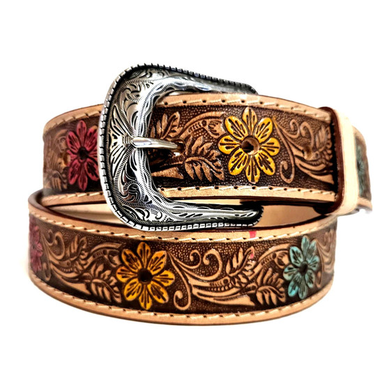 Handmade Leather Floral Belt: Western Boho Cowgirl Style
