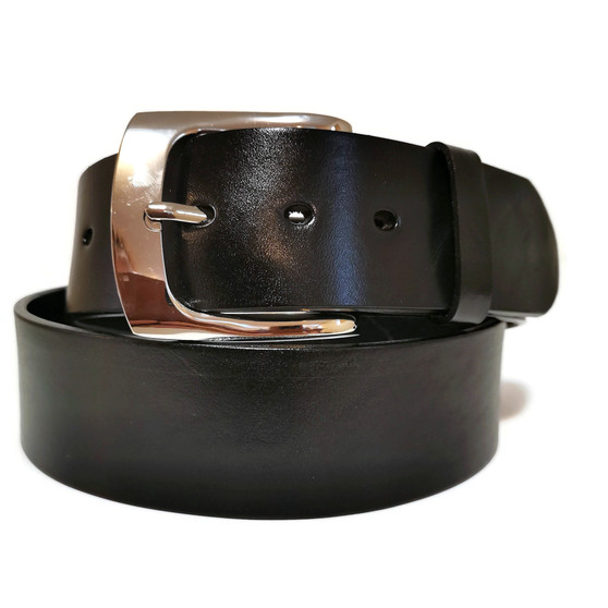 Handmade Black Leather Belt for Women: Removable Buckle, 2 inch
