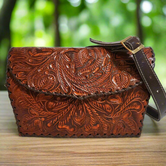 Hand Tooled Leather Bag: Small Bohemian Cowgirl Shoulder Bag