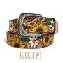 Handmade Leather Sunflower Belt for Girls: Embossed Cowhide