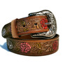 Handmade Leather Belt: Embossed Roses, Western Cowgirl Style