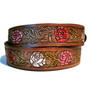 Handmade Leather Belt: Embossed Roses, Western Cowgirl Style