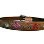 Handmade Leather Belt: Embossed Roses, Western Cowgirl Style
