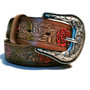 Handmade Leather Belt: Embossed Roses, Western Cowgirl Style