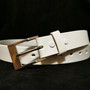 Handmade White Leather Belt for Men: Full Grain Removable Buckle