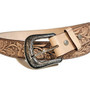 Brown Floral Leather Belt: Handmade Boho Cowgirl Style