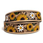 Embossed Sunflower Leather Belt: Western Boho Style with Removable Buckle