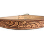 Handmade Embossed Leather Belt for women: Tulip Design