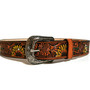 Embossed Sunflower Leather Belt: Handmade Western Boho Style