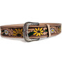 Sunflower Leather Belt: Handmade Embossed Cowgirl Western Belt