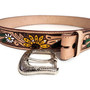 Sunflower Leather Belt: Handmade Embossed Cowgirl Western Belt