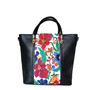 Floral Embroidered Leather Tote Bag: Handmade Tropical Boho Purse