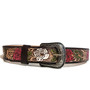 Embossed Leather Floral Belt: Handmade Cowhide Rose Design