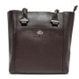 Embossed Brown Leather Tote Bag: Handmade Cowhide Shoulder Bag