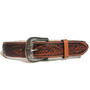Embossed Brown Leather Belt: Vintage Rodeo Cowgirl Style